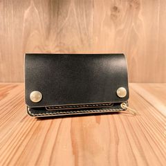 【再入荷】高品質ヌメ革 - ミドルトラッカーウォレット - 丘染めブラック茶芯 - TWM01-BNM-03-04