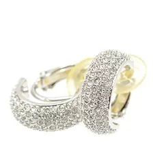 スワロフスキー イヤリング レディース パヴェ クリアストーン ハーフフープ クリップイヤリング シルバーカラー SWAROVSKI 中古