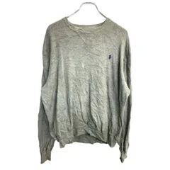 POLO RALPH LAUREN ニット セーター Lサイズくらい ロゴ刺繍 グレー コットン 古着卸 アメリカ仕入 t2410-3495