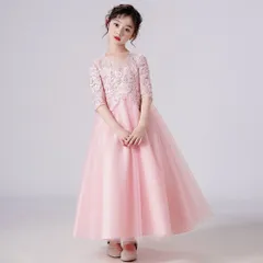 ☆ ピンク ☆ 120cm ☆ キッズ フォーマル ドレス ロングxjformaldress08 女の子 ドレス 子供服 フォーマル フォーマルドレス フォーマルワンピース ロングドレス 子供ドレス 半袖 子どもドレス ジュニア 子ども服 こども服 キッズ服