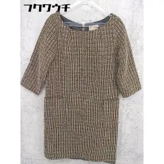 ◇ nano universe ナノユニバース ツイード 七分袖 ミニ ワンピース ブラウン レディース 【中古】 【1002802515286】