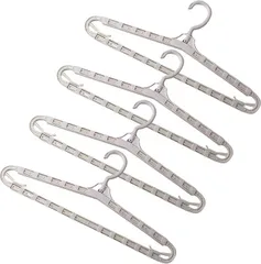 RYOHIN Lab. 良品ラボ バスタオルハンガー 伸縮 物干し 伸ばせる スリム 洗濯 室内 屋外 部屋干し 乾きやすい 4本セット(グレー,  伸縮（約42～69cm))