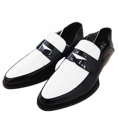 ロエベ LOEWE 20SS ポインティ スリッポン ローファー Pointy Slip On Loafer コインローファー スリッポン レザー バイカラー 黒 ブラック 白 40 約25cm 0922のサムネイル