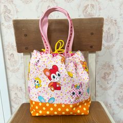 保冷巾着バッグ☆トートバッグ☆2WAY☆ランチトート☆ハニーチューン☆昭和レトロ