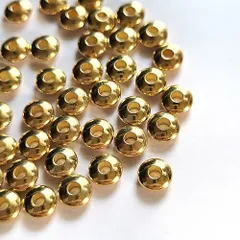 スペーサー 【 40粒 スペーサ 】 真鍮 スペーサ ビーズ ゴールド  ディスク 円盤 フラット 金属ビーズ ( ゴールド )
