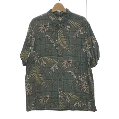 アロハシャツ 総柄 レーヨンシャツ US古着 半袖 シャツ ボタンダウン オーバーサイズ ビッグシルエット インドネシア製 メンズ XL グリーン/その他