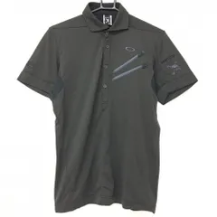 【超美品】オークリー 半袖ポロシャツ ダークブラウン 地模様 ティー装着可  メンズ M ゴルフウェア Oakley