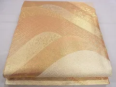 平和屋着物■佐賀錦　両面　六通柄袋帯　遠山草花文　金糸　逸品　ze6398