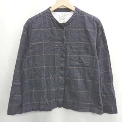 ◇ ⊂ 株式会社良品計画 チェック柄 長袖 シャツ サイズM ネイビー　ブラウン レディース E  【1502030036824】