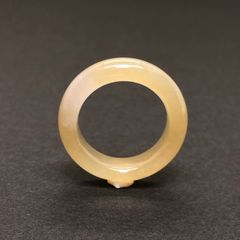 本翡翠　くりぬき　リング　氷　薄黄色　#14　美品　希少　男女兼用　国内鑑別書付き