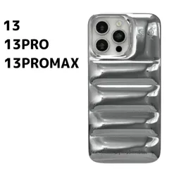 iPhone13 13PRO 13PROMAX ケース スマホカバー ダウンジャケット シルバー