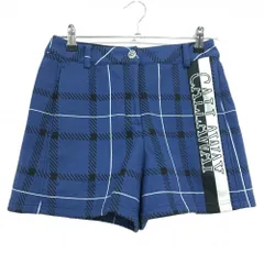 【美品】キャロウェイ キュロットスカート ネイビー×黒 格子柄 ロゴライン 裏起毛  レディース S ゴルフウェア Callaway