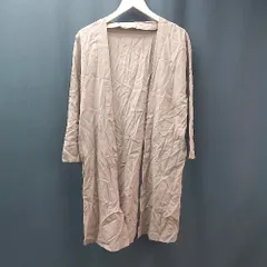 ◇ JUNOAH ロング丈 無地 シンプル 薄手 春秋向け カジュアル 長袖 カーディガン サイズL ダークブラウン レディース E  【1309250033455】