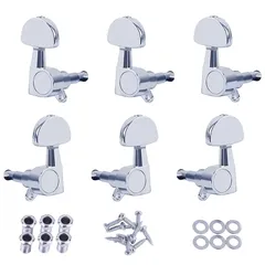 【数量限定】3L＆3Rギターペグ ネジ付き メタル 6個セット ギター用 ペグ 交換パーツ ギターのツマミ チューニングペグ ォークギター チューナー ギター交換部品 サムコス 取り付け簡単 防錆 (D)
