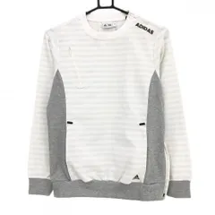 アディダス ブルゾン 白×グレー ボーダー ロゴプリント 肩ジップ スニード  レディース S/P ゴルフウェア adidas