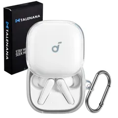 TALENANA for anker soundcore liberty 5ケース クリア 保護カバー TPU素材 防水 キズ防止 保護ケース 装着充電可能 落下防止 耐衝撃 全面保護 カラビナ付き anker soundcore liberty 5 対応(ク