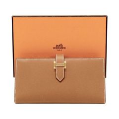 エルメス HERMES ベアンスフレ ヴォーマダム (レザー) GD金具 W刻印 2024年 長財布 かぶせ蓋 コンチネンタルウォレット ゴールド (ライトブラウン) 正規品 未使用 展示品 中古 mbl19005