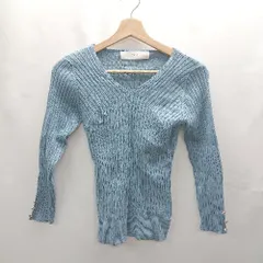 ◇ Θ tocco closet トッコ クローゼット 袖にビジュー 長袖 ニット カットソー サイズ M ブルー系 レディース E  【1501160040527】