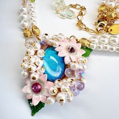 蝶の花園ネックレスA1(メネラウスモルフォ蝶の翅)