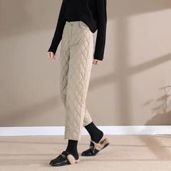 防風 ストレートパンツ 中綿 フェイクダウンパンツ 大きサイズ 中綿パンツ 暖かい 防寒 フェイクダウンパンツ ロングパンツ 秋 冬 30代 40代#
