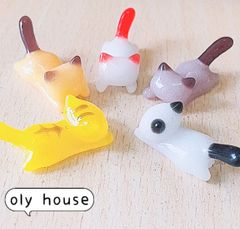 ジャンピング猫シリーズ　カラー5匹セット　レジン　デコパーツ