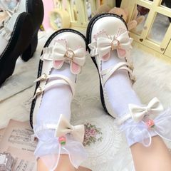 ガーリー＆フェミニン♡うさ耳リボンシューズ　シューズ　渋谷　原宿　ファッション　ロリィタ　ゴスロリ　ロリータ　サブカルファッション　パンプス　アイドル　量産型　地雷系　天使　白　厚底　リボン　ホワイト