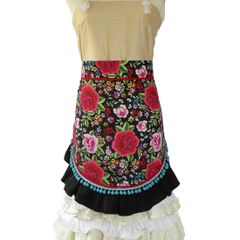 花柄エプロン黒(ce-40)／フラメンコ・ダンス・衣装小物・エプロン・スカート