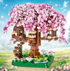 家 桜 桜の木の家 フラワー 花 フィギュア ナノ ブロック マイクロ ミニ 互換