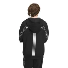 ★アディダス adidas 新品 メンズ 裏起毛 カジュアル スウェット フルジップ パーカー ジャケット 黒 Lサイズ [IK7357-L] 二 弐★QWER★