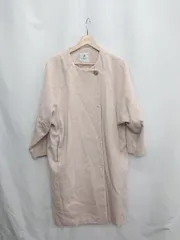 ■ ⊇ nano universe 長袖 ノーカラーコート サイズ36 ピンクベージュ レディース E  【1502180075599】