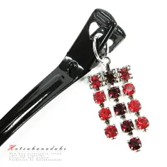 髪飾り 成人式 赤 振袖 袴 黒 シルバー かんざし ラインストーン ピン クリップ クリスタルガラス クリスタル キラキラ シンプ No.9-4742