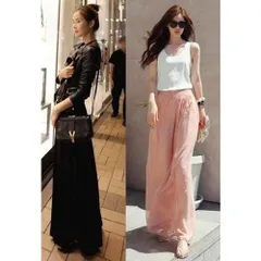 シフォン ガウチョパンツ ワイドフレアパンツ スカーチョ