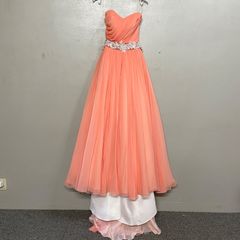 特別セール T-401-217中古ウエディングドレス☆サーモンピンク5TF 