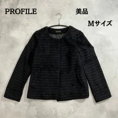 PROFILE  アウター　ジャケット　ブルゾン　ノーカラー　ブラック　アンゴラ　ウール　Mサイズ　レディース　美品　【B-3】