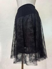 【スリット】社交ダンス用 新品　花モチーフ付き　裾フリル　ロングスカートｐ477 スリット】社交ダンス用 新品 花モチーフ付き 裾フリル ロングスカート