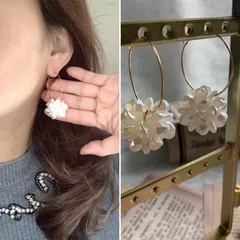 特別価格♡ 揺れる　大ぶり　お花　パール　春　フープピアス