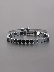 ジュエリー メンズ ブレスレット 個メンズ調節可能なブラックオニキス ビーズ ブレスレット毎日の装飾のためのスタイリッシュな外観