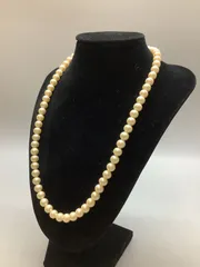 SN607 パール ロングネックレス silver刻印 人口パール？ ホワイト 真珠 アクセサリー 首周り51cm 珠径8mm 重さ50.1g
