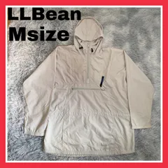 LLBean ナイロン　アノラックパーカー　レディース　Mサイズ　ホワイト　ベージュ　90s レア　アノラック　プルオーバー　ハーフジップ　フード