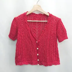 ◇ ΘΦ Doula Doula ドゥーラドゥーラ 半袖 ニットカーディガン サイズ表記なし レッド レディース E  【1412090038273】