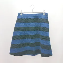 ◇ niko and … ウエストゴム ボーダー柄 ストレッチ ミニ丈 台形 スカート サイズ3 ブルー ブラック レディース E  【1307260050738】