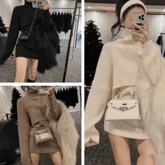 レディース タートル ニット リブ ニット ワンピ 上下 セットアップ