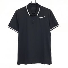 ナイキ ゴルフ 半袖 ポロシャツ 黒 蛍光イエローライン DRI-FIT M