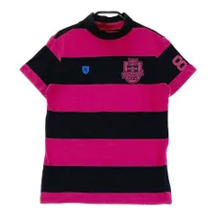 サイズ：0 PEARLY GATES パーリーゲイツ  ハイネック 半袖Tシャツ ボーダー柄 ピンク系 [240101308258]# ゴルフウェア レディース ストスト