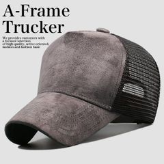 【深め/美シルエット】メッシュキャップ キャップ 帽子 メンズ レディース スエード風 野球帽 A-Frame Trucker 7986674 (F)