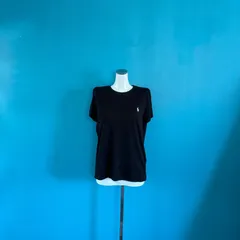 1144 Ralph Laurenラルフローレン　ブラック　サイズM   Tシャツ　ワンポイント　ホース刺繍