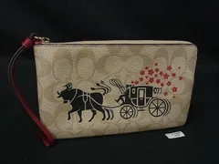 ■新品同様■ COACH コーチ C2259 ウィズ オックス アンド キャリッジ シグネチャー PVC×レザー ポーチ マルチケース DH0363