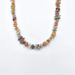 Vintage ヴィンテージ エスニックデザイン マルチストーン ビーズネックレス 首飾り アクセサリー 天然石 ビンテージ マルチカラー ゴールド ユニセックスデザイン