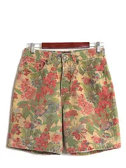 【お得なクーポン配布中!】 90s OLD GAP コットン キャンバス 総柄 ショート パンツ レディース XS 程/ オールド ギャップ ショーツ 短パン マルチカラー 紺タグ 花柄