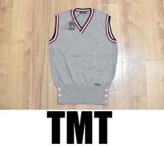 新品 TMT CLASSIC トリコロールニットベスト S 定価19000円 グレー TKN-S16CL01 ゴルフ